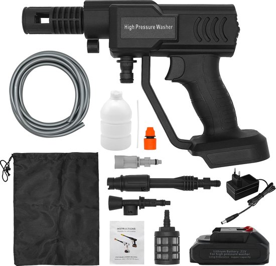 Draadloze Hogedrukreiniger - Hogedrukreiniger met Accu - Draadloze Hogedrukspuit - Draagbaar - Elektrische Hogedruk Spuit - Tuin, Auto en Huis van HiBath.