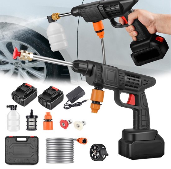 Draadloze Hogedrukreiniger Max 90 Bar - Draagbaar en Mobiel - 6-in-1 Multi-spray Sproeikop - SnelShoppen