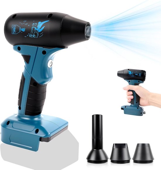 Draadloze mini-bladblazer Krachtig 130.000 Tpm voor Tuin, Auto en Computer (Excl. 18V Accu) van Merkloos	