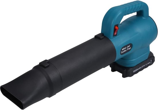 Draadloze Mini Jet Fan Bladblazer – 21V Accu Blazer – 35.000 RPM – Multifunctionele Luchtblazer voor Tuin, Auto & Sneeuw – Inclusief 1500 mAh Accu, Oplader, Opzetstukken & Koffer – Blauw