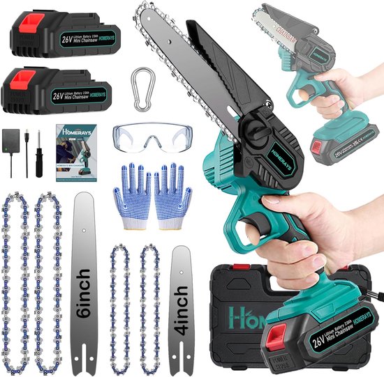 Draadloze Mini Kettingzaag Set 2-in-1 – Efficiënt en Veilig Tuinieren van Merkloos	