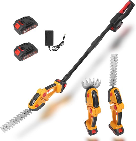 Draadloze telescopische heggenschaar met 24V accu en lange steel - 2 stuks van Merkloos	