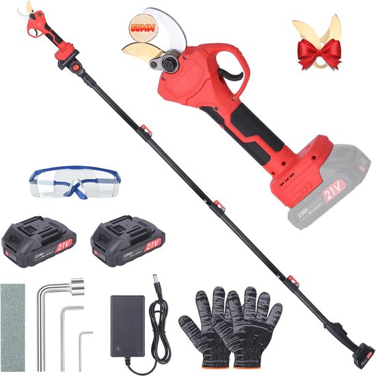 Draadloze telescopische snoeischaar - elektrisch snoeien tot 50 mm met verstelbare stang van Merkloos	