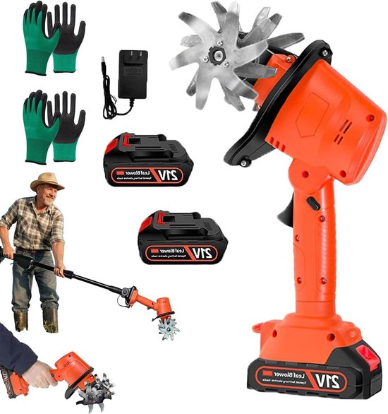 Draadloze Tuinfrees - Elektrische Cultivator - Bodem Bewerken - Telescopische Steel - 10cm Werkbreedte - Oranje