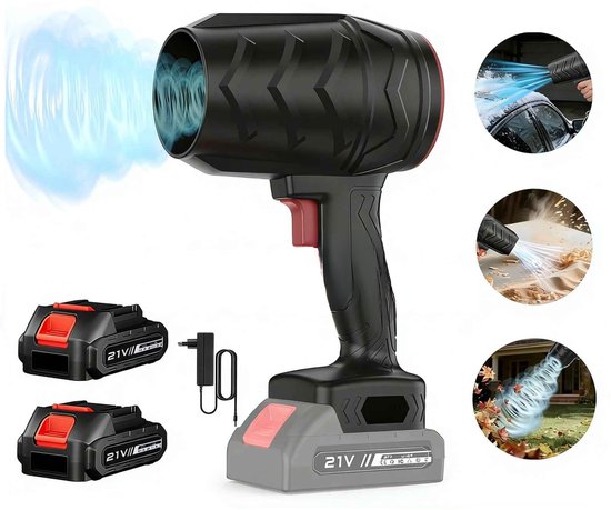 Draadloze Turbo Luchtblazer 36000 RPM – Krachtige Elektrische Bladblazer & Stofblazer – 21V Accu – Auto Droger, PC Reiniging & Bladeren Verwijderen van Merkloos	