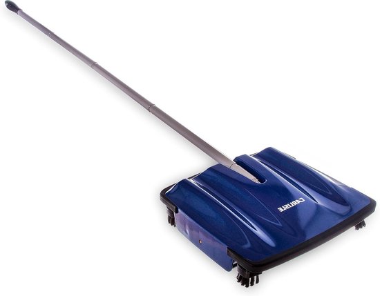 Draadloze Vloerveger - Tapijtveger Bezempje - Snel Vloeren Reinigen - Borstelloze Mechanische Werking - 10 inch veegpad - Blauw van Merkloos	