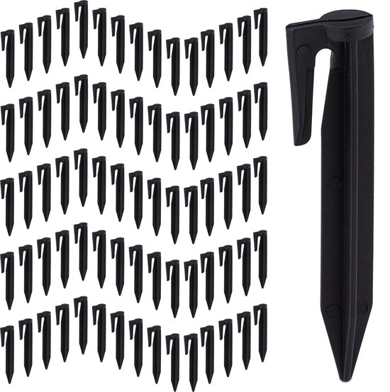 draadpennen robotmaaier set van 100 - voor begrenzingsdraad tot 4 mm - kunststof - zwart van Merkloos	