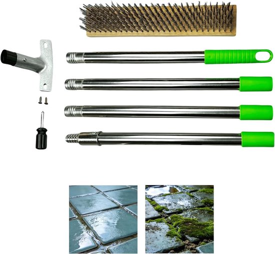Draadreinigingsborstel - Schuurbezem Vloer - Terras Reinigen - Verstelbare Telescoopsteel - 160 cm Lengte - Niet gespecificeerd