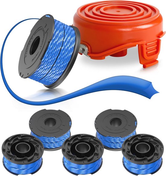 Draadtrimmerspoel compatibel met meerdere modellen, 6 spoelen en 1 dop van Merkloos	