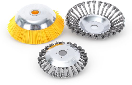 Draadwiel voor het Wieden van Onkruid - Universele Stalen Onkruidborstel - voor Bosmaaier Benzine en Elektrisch Inclusief Montageset - Buitendiameter 20 cm van Merkloos	