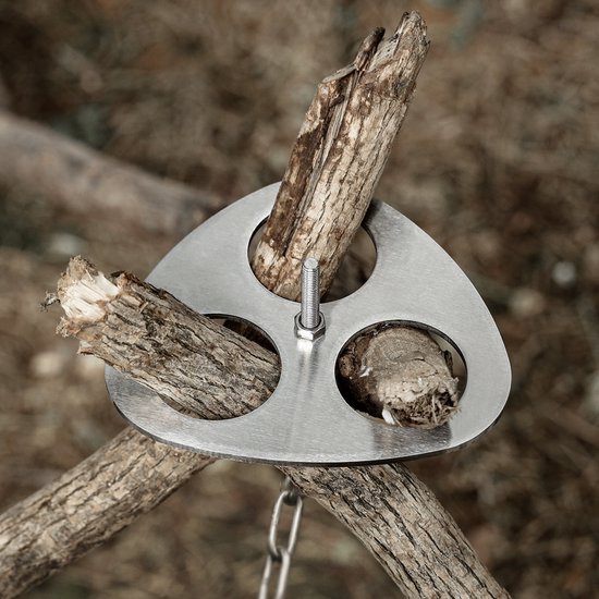 Draagbaar pannenrek voor buiten, statiefhouder, ophangrek, kampeerbenodigdheden, roestvrijstalen kampvuurrek van Merkloos	