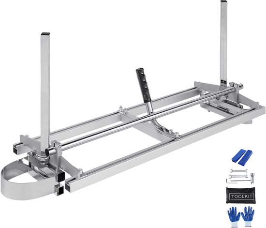 Draagbaar Zaagzaag, 35 cm-90 cm Leitrail, Gegalvaniseerd Staal, Kettingzaagplanken 0,5 cm-30 cm Dikte, Zaaghout Zaagmachine voor Bouwers, Zilver van Merkloos	