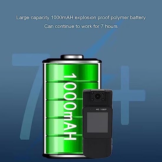 Draagbare Bodycamera - 1,54-inch Mini Bodycam - 4K Video - Infrarood Nacht - Kleine Verborgen Camera met Bewegingsdetectie - Lens 180° Draaibaar voor Levering Binnenshuis Rijden van Merkloos	