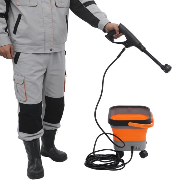 Draagbare hogedrukreiniger - Opvouwbare reiniger - Auto en tuin - 13L waterreservoir - 23 bar - Zwart oranje