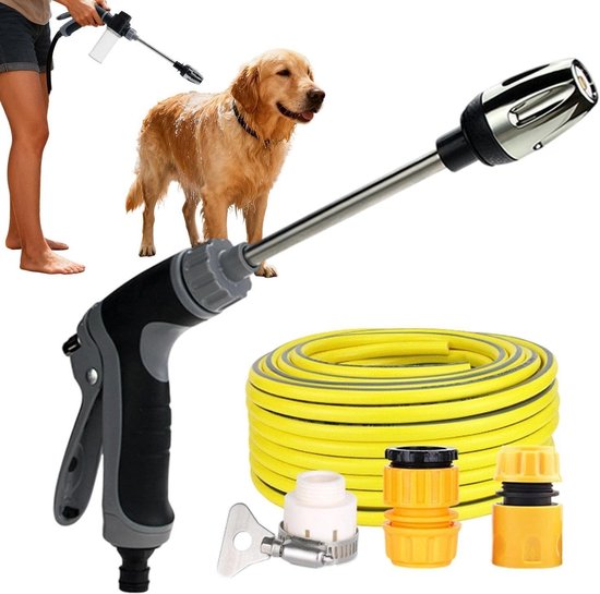 Draagbare Hogedrukreiniger - Reinigingsmachine Krachtige Spray - Buitenreiniging Tuinonderhoud - Instelbare Drukregeling - 9 Meter Bereik - Grijs