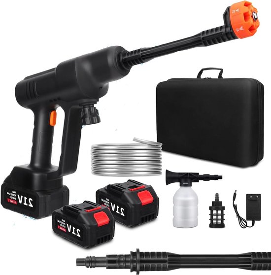 Draagbare Hogedrukreiniger - Reinigingsmachine Tuin - Auto en Hekken Wassen - Koperen Motor - 23 kg - Zwart van Merkloos	