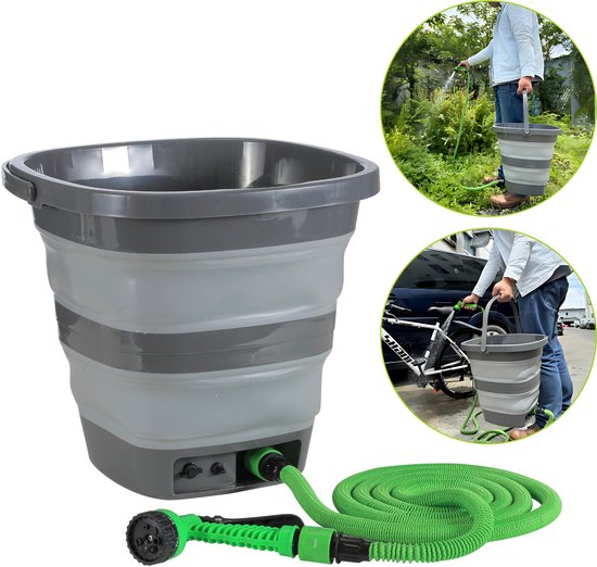 Draagbare Lagedrukreiniger - Emmer, Accu, Pomp - 15L - Draagbare Douche van Merkloos	