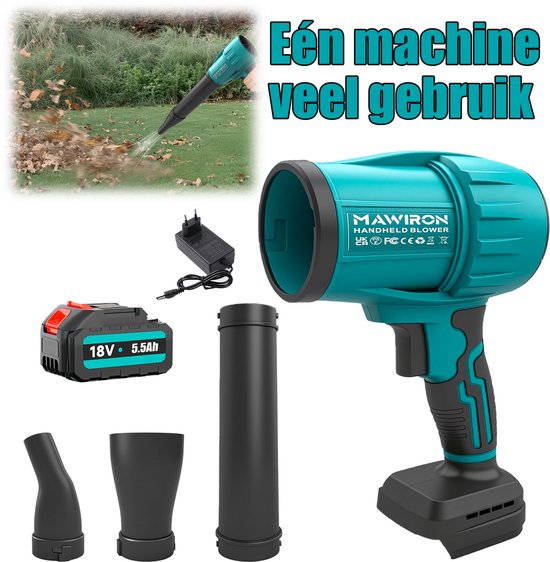 Draagbare stofzuiger, handmatige haardroger 180000 draaien/ delen, versnelbaar voor schoonmaakkamp op droge binnenplaatsen, met batterijen en laders van Merkloos	