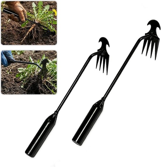 Draagbare Tuinonkruid Verwijder Tools met 4 Tanden van Gesmeed Mangaanstaal voor Effectieve Tuinonderhoud van Merkloos	