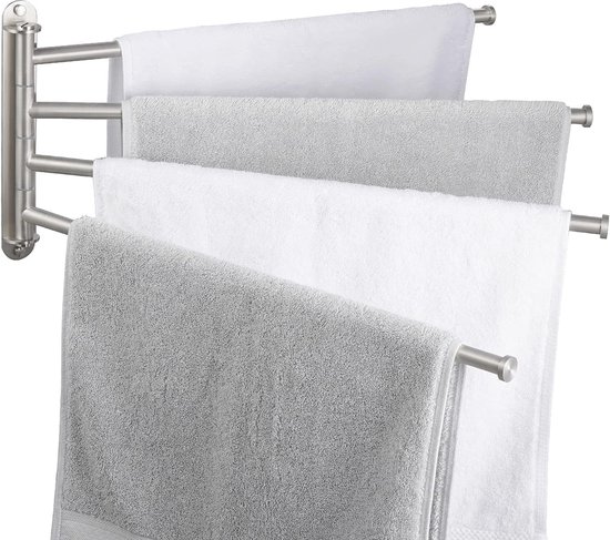 Draaibare Handdoekhouder 4-Arm - 50CM Wandmontage Roestvrij Staal voor Badkamer van MSV