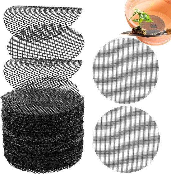 Drainage Grille voor Planten, 100 Stuks, Plastic Grondzeef, Bonsai Accessoires, 10 cm Ronde Pot, Voorkom Grondverlies en Verbeter Waterafvoer in de Tuin