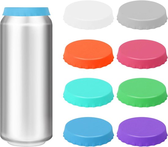 Drankbliksluiting - 8 stuks - siliconen deksels voor blikjes - herbruikbaar blikdeksel - drankblikjes - bliksluiting - blikblikjes van HQdeal