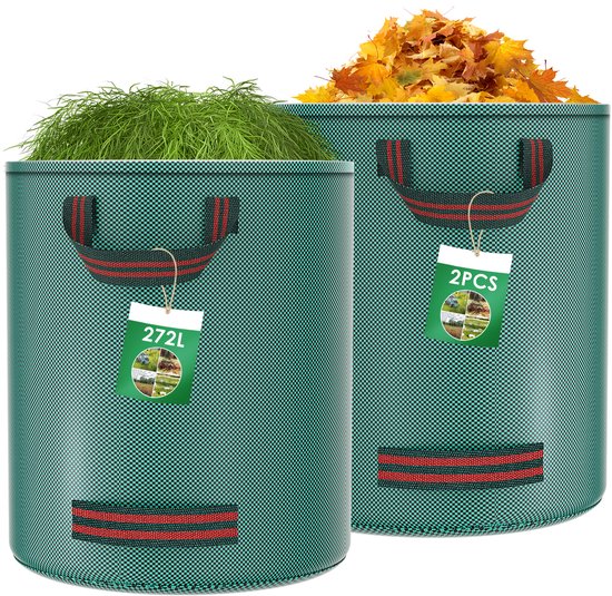 Dreamhigh® Tuinafvalzak- 272L x 2 pack- Tuinzak met 4 Handgrepen - Tuinafvalzakken Afvalzak -Bladzakken- Waterafstotend en Inklapbaar - voor Tuinafval en Groenafval