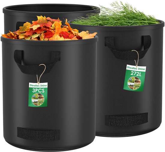 Dreamhigh® Tuinafvalzak- 272L x 3 pack- Tuinzak met 4 Handgrepen - Tuinafvalzakken Afvalzak -Bladzakken- Waterafstotend en Inklapbaar - voor Tuinafval en Groenafval van Merkloos	