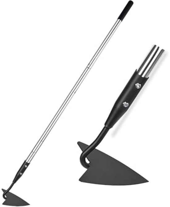 Driehoekige koolstofstaal tuinschoffel met roestvrijstalen handvat en verstelbare lange steel van Sorara