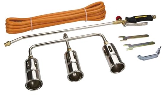 Drievoudige gasbrander 99 kW - Dakbrander voor het verwijderen van onkruid - Vlamtemperatuur 1850 °C van Merkloos	