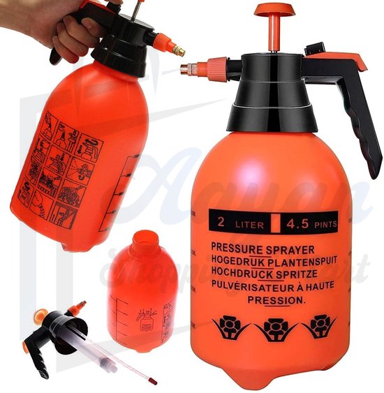 Drukspuit 2 Liter voor Planten – Handdrukspuit met Verstelbare Sproeikop voor Tuin & Kamerplanten – plantenspuit handdrukspuit – plant vernevelaar– bemesting plantenspuit – onkruid bestrijding spuit – oranje – 43272