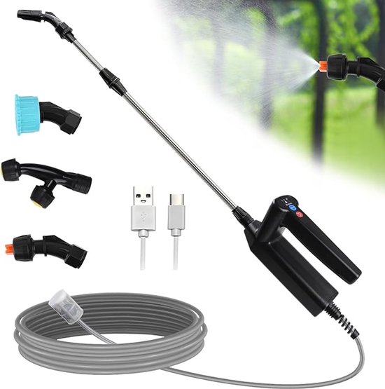 Drukspuit - telescopische verlenglans - met 5 m slang - Tuinsproeier - Plantensproeier - spuit - Tuingereedschap - drukspuit voor tuin, erf, gazon, onkruid