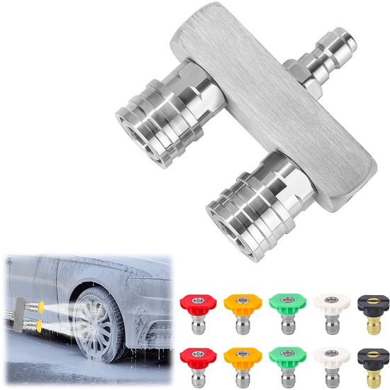 Drukwasser Tips, 2-in-1 Power Washer Nozzle Dubbele Turbo Hogedrukreiniger Nozzle met 10 Hogedrukreiniger Spuitnozzles, 1/4 Inch Quick Connect, 4000 PSI van SILVANO