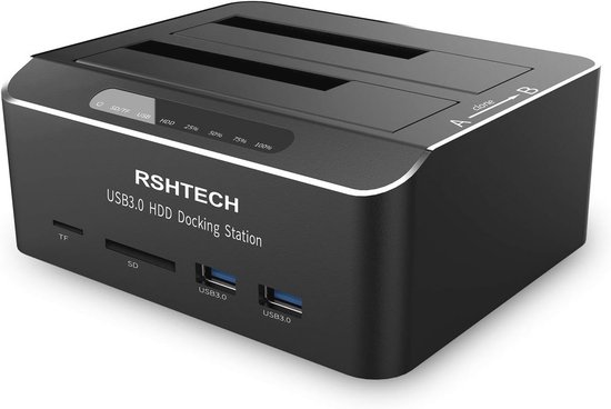 Dual Bay Harde Schijf Docking Station - USB 3.0 Aluminium Dockingstation voor HDD & SSD - Offline Klonen, Ondersteunt SD/TF-Kaart van RSHTECH