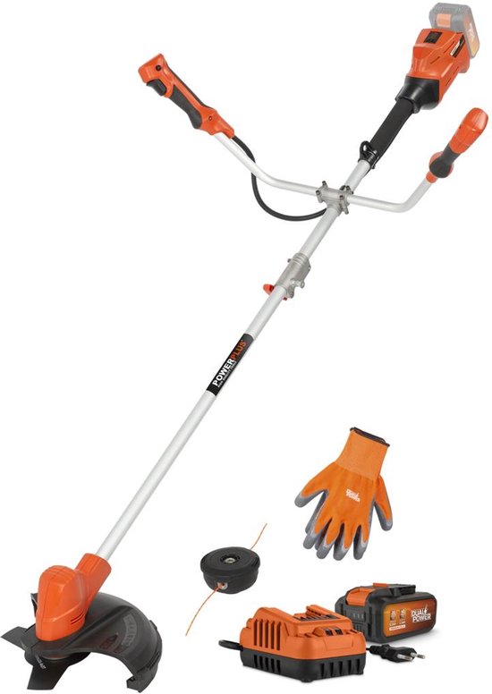 Dual Power Accu bosmaaier POWDPGBCS1 -2 in 1 maaier en grastrimmer van 40 V, Met accu en lader, ruggedragen, tuingereedschap van Powerplus