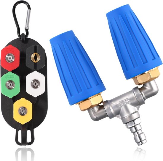 Dual Turbo Nozzle Hogedrukreiniger & 5 Nozzle Tips - Krachtig Reinigen in Tuin en op Oprit van Merkloos	
