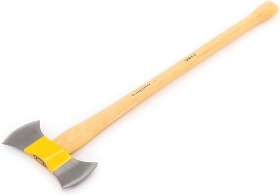 Dubbele ILTIS®-bijl met hickory-houten handvat - 900 mm lang - Gepolijste snijkant voor efficiënt gebruik van Ochsenkopf