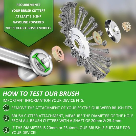 Dubbellaagse draadborstel - voor grasmaaiers - 1 stuk - 200 mm x 25,4 mm van Connex