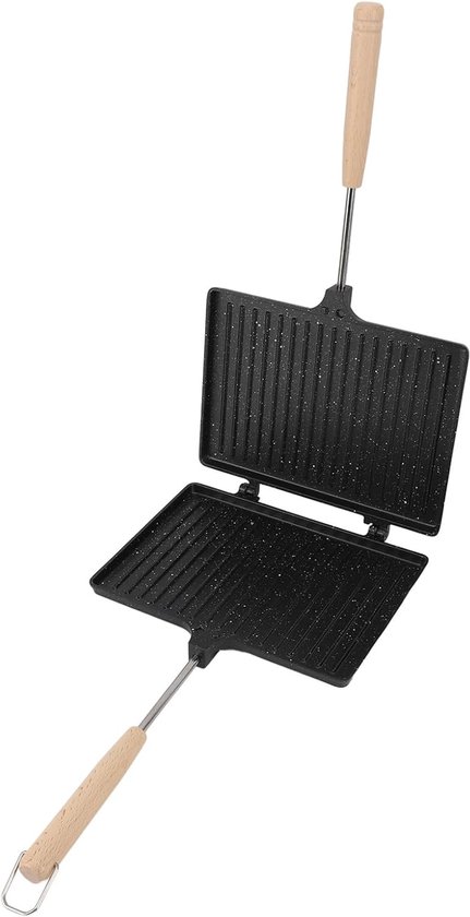 Dubbelzijdige Gegrilde Panini-maker - Sandwichmaker met Anti-aanbak Borden - Snel Ontbijtbooster - Gemakkelijke Carry voor Gezinsgebruik - Aluminiumlegering - Massief Hout - 23 X van Merkloos	