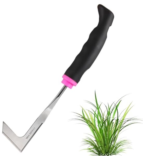 Dubbelzijdige voegenreiniger en onkruidschraper van roestvrij staal met ergonomische handgreep van Merkloos	