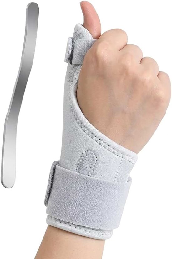 Duimspalk Rechts Links, Stabiliserende Polsbrace voor Duimbasisgewricht en Peesschedeontsteking, Ademend Duimorthese met Spalk, Grijs (1 stuk)