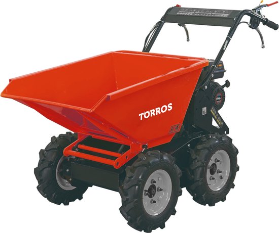 Dumper op wielen manuele kip 500kg 115 liter 6,5pk 196 cc 4 snelheden Torros MD505 van Torros