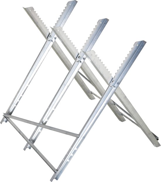 DURHAND-Sägebock-Metall-83L x 83B x 79H cm -Silber van Merkloos	