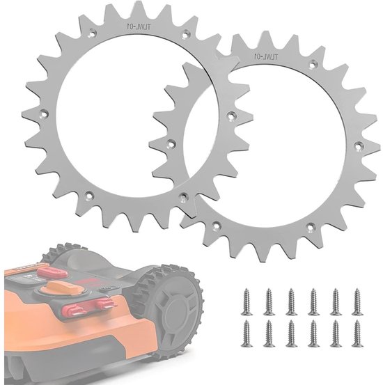 Dussdote Roestvrijstalen spikes - Tractieverbeteraar voor robotmaaiers - Antislip spikes voor robotmaaiers - Voor Wor-x Land-roid S/M modellen - Met 12 schroeven - 205 mm van Dussdote