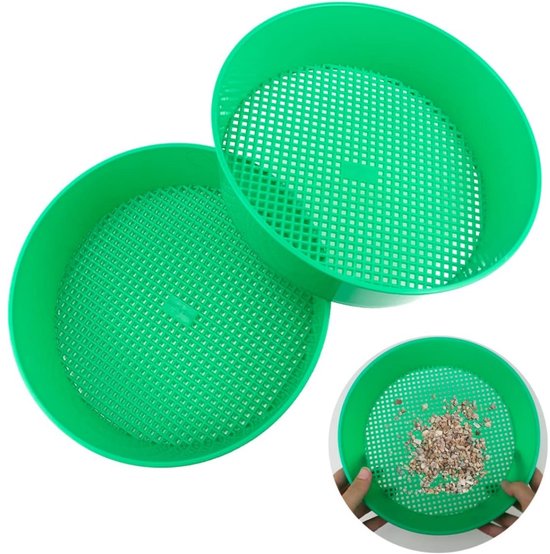 Dussdote Tuinzeef - Bodemzeef - Bodemzeef voor zaailingen - Tuingereedschap - Zandsteenzeef voor tuinplantenzaailingen - Zeefgereedschap - 2 stuks - Kunststof van Merkloos	