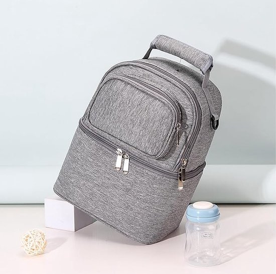 Dutchers.® Luxe Linnen Kolftas - * - Inclusief Koelelement - Koeltas Moedermelk - Koeltas voor Onderweg - Opbergruimte voor Afgekolfde Flesjes & Kolfaccessoires - Afgekolfde Melk Bewaren tot +10uur - Thermisch Geïsoleerd - Stijlvol & Praktisch van Dutchers.®