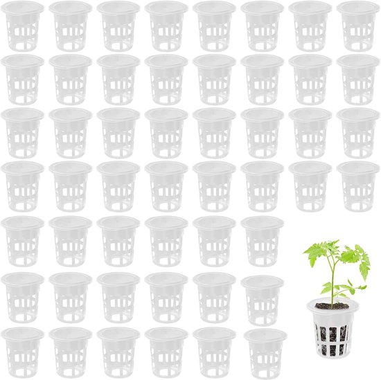 Duurzame Hydroponics Net Pots - Plastic Plant Pots - Optimale Keuze voor Hydroponics - Set van 50 Stuks - Witte Baskets voor Binnen en Buiten Kweek van Merkloos	