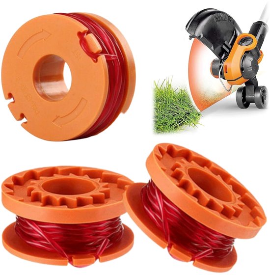 Duurzame vervangende spoelen - Maaidraad - Geschikt voor alle 20V WORX-maaiers - Verhoogt de snijsnelheid - 1,65 mm diameter, 3 m lengte - Set van 3 van Merkloos	