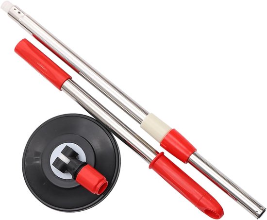 Dweilstok Vervanging - Roestvrij Staal Steel - Efficiënt Schoonmaken - Verstelbare Lengte - 91cm Lengte - Rood
