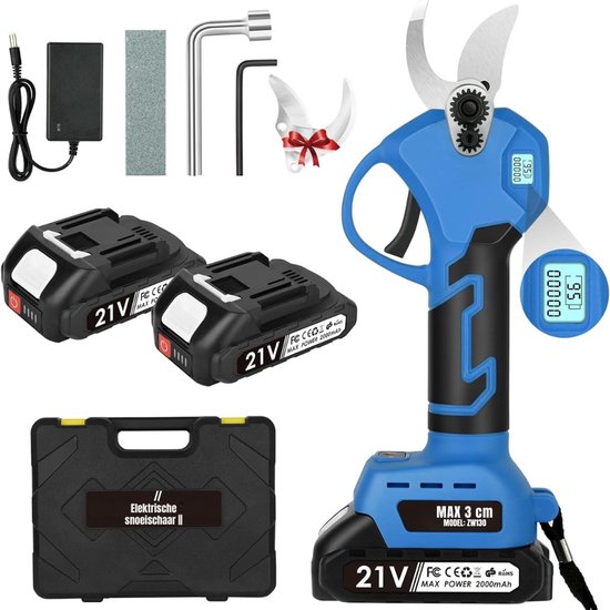 DYNA® Elektrische Snoeischaar - Elektrische Heggenschaar - Elektrisch Mes - Blauw/Zwart - 34cm x 26cm x 1cm van Merkloos	